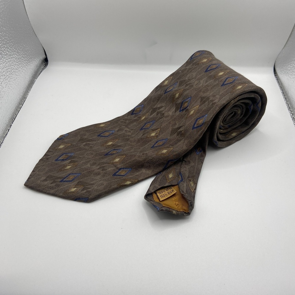 Today's Man Brown Argyle Silk Pointed Business Formal Elegant Neck Tie For Mens